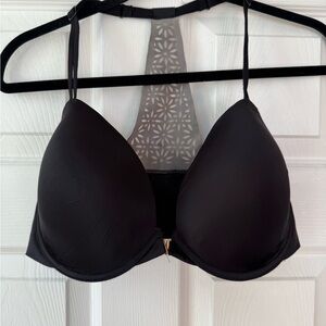 Victoria's Secret Black, Front Closure Bra with Flower Detail Mesh Back, 34DDD
